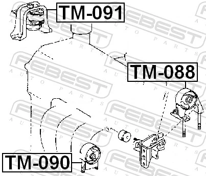 TM090 Febest Подушка передней опоры двигателя