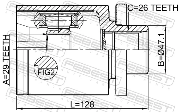 2311T5ATLH Febest Граната внутренняя передняя левая