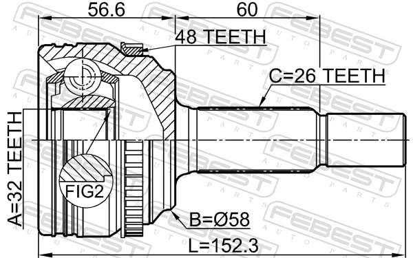 0110ZRE142A48 Febest ШРУС наружный передний, правый