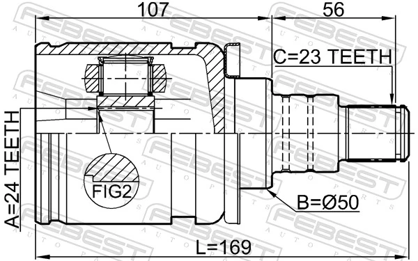 0111GSU45LH Febest Граната внутренняя передняя левая