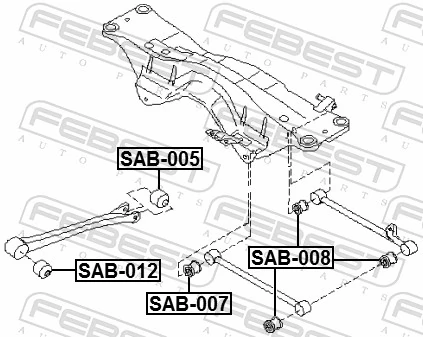SAB012 Febest Сайлентблоки продольных рычагов передней подвески