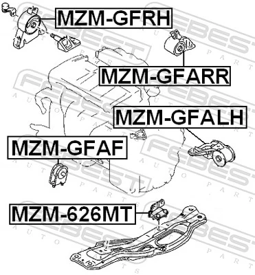 MZM626MT Febest Подушка (опора) двигателя, нижняя