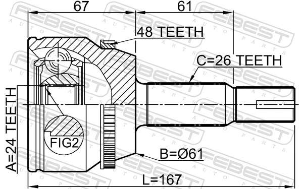 0110ACV30A48 Febest Наружная граната