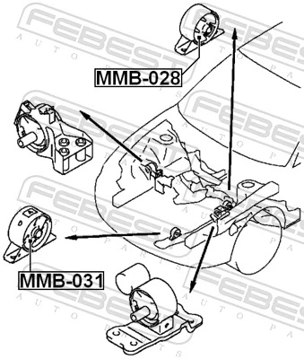 Coxim (suporte) traseiro de motor Mitsubishi Colt 5 CJA