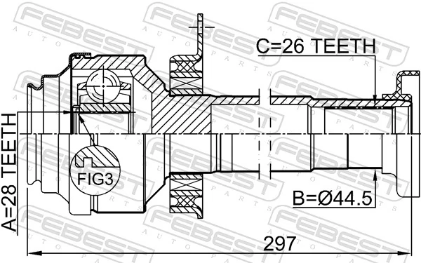 2311T5RH Febest Граната внутренняя передняя правая