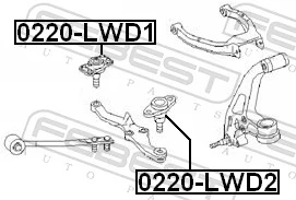 0220LWD2 Febest Палец шаровой нижний