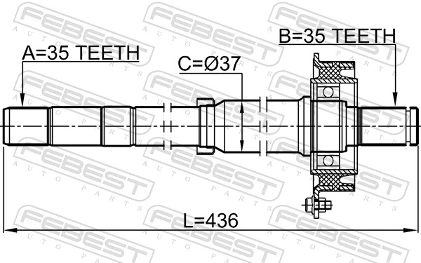 2112ESC Febest Приводной вал промежуточный