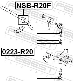 NSBR20F Febest Разрезная втулка стабилизатора