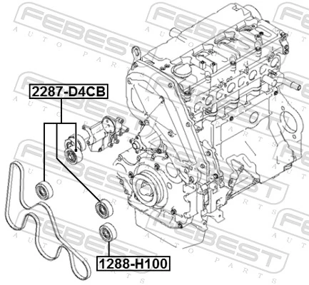 2287D4CB Febest Ролик натяжителя ремня агрегатов
