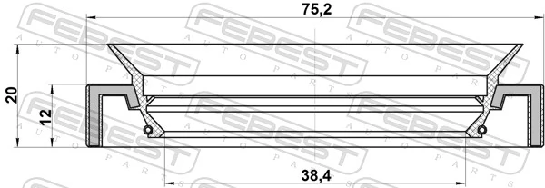 95HAS40751220L Febest Сальник хвостовика редуктора переднего моста