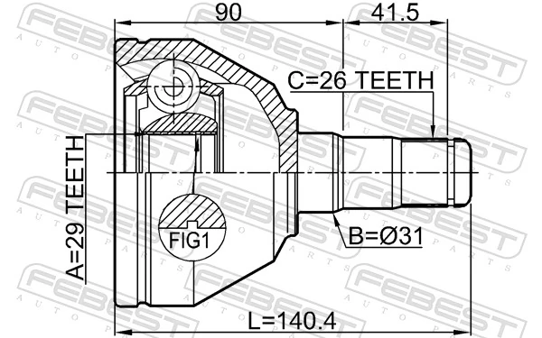 2711XC90WDLH Febest Граната внутренняя передняя левая