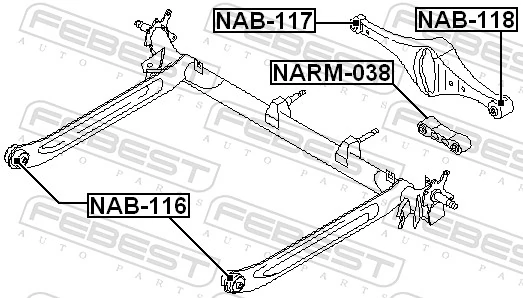 NAB116 Febest Сайлентблок балки моста