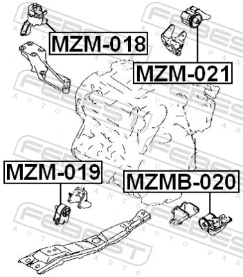 MZM019 Febest Подушка передней опоры двигателя