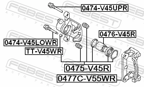 0476V45R Febest Поршень тормозного суппорта заднего