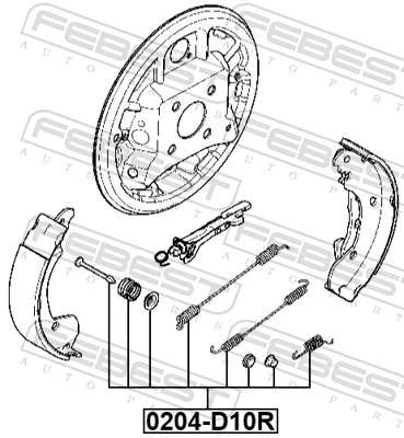 0204D10RKIT Febest Комплект монтажный задних барабанных колодок