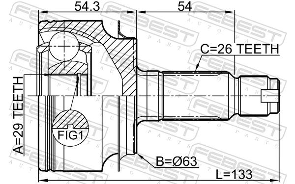 0310CIVIC5D Febest Наружная граната