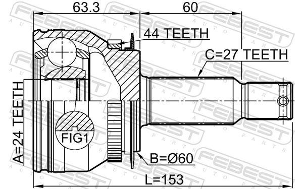 2210CER15A44 Febest Граната наружняя передняя левая