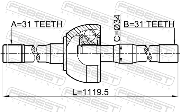 0214Y61LH Febest Полуось передняя левая