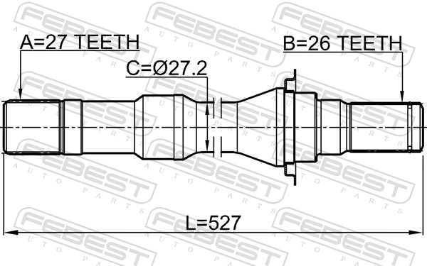 1012V250ATRH Febest Приводной вал промежуточный