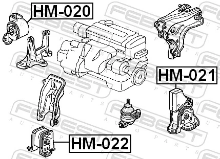 HM022 Febest Подушка передней опоры двигателя