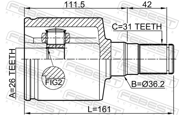 2111CA223LH Febest Граната внутренняя передняя левая