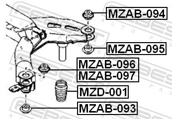 MZAB097 Febest Сайлентблок балки моста