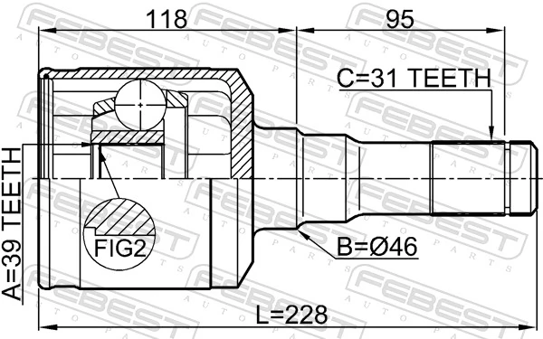 2111F150LH Febest Граната внутренняя передняя левая