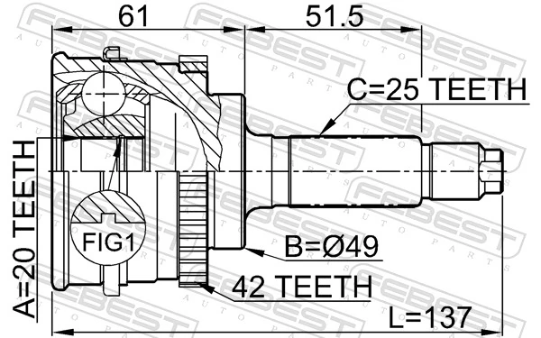 0710SY415A42 Febest Наружная граната