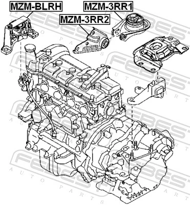 Coxim (suporte) direito de motor Mazda B38M39060A