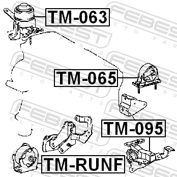 TMRUNF Febest Подушка передней опоры двигателя