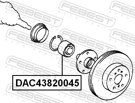 DAC43820045 Febest Подшипник ступицы передней
