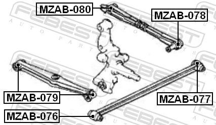 MZAB076 Febest Сайлентблоки продольных рычагов передней подвески