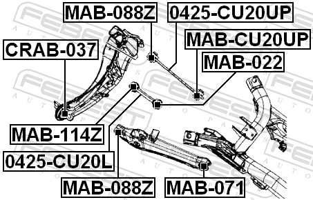 CRAB037 Febest Сайлентблоки продольных рычагов передней подвески