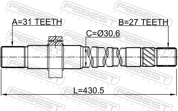 2412DUSTAWD Febest Приводной вал промежуточный