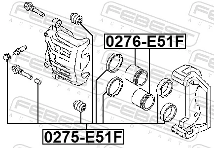 0275E51F Febest Ремкомплект суппорта тормозного, переднего