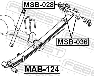 MAB124 Febest Сайлентблок задней рессоры, передний