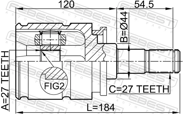 1911X5LH Febest Граната внутренняя передняя левая