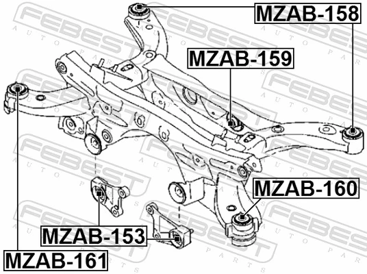 MZAB159 Febest Сайлентблок траверсы крепления заднего редуктора задний