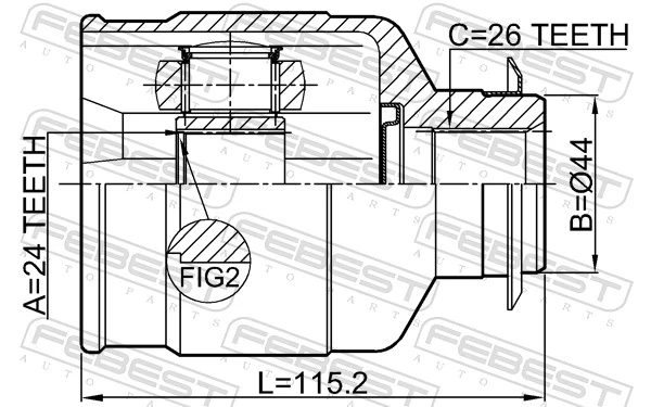 1211IX354WDRH Febest Граната внутренняя передняя правая