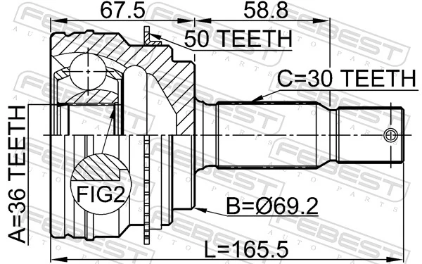 0410V97A50 Febest Наружная граната