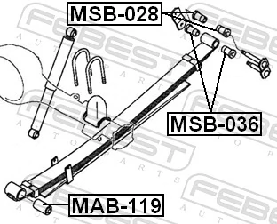 MAB119 Febest Сайлентблок задней рессоры, передний