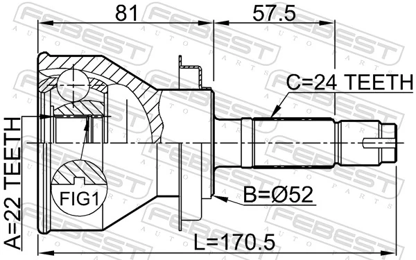 0110J210 Febest Наружная граната