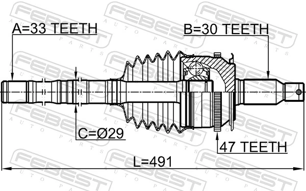 0414KB4A47R Febest ШРУС наружный передний, правый