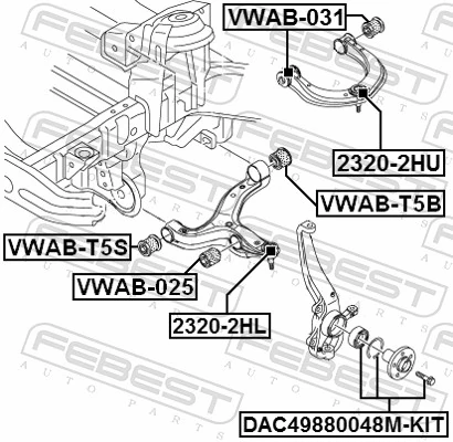VWAB025 Febest Сайлентблок нижнего переднего рычага