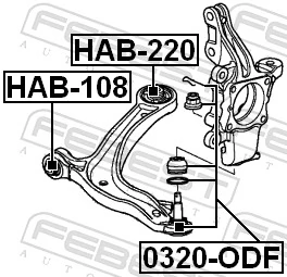 HAB220 Febest Сайлентблок нижнего переднего рычага