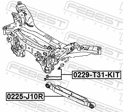 0229T31KIT Febest Болт крепления заднего развального рычага, внутренний