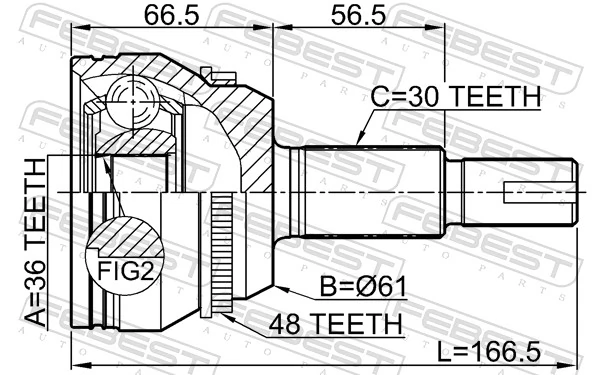 0110GSX30A48 Febest Шарнир равных угловых скоростей задний