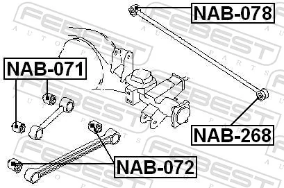 NAB071 Febest Сайлентблок заднего продольного верхнего рычага