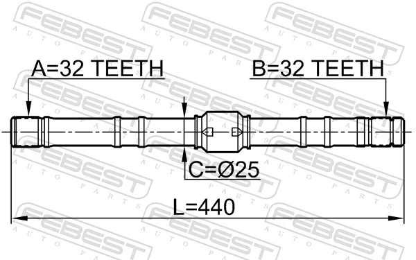 0212SR20RH Febest Полуось передняя, правая