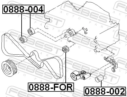 Rolo parasita da correia do mecanismo de distribuição de gás Subaru Forester 1 S10, SF